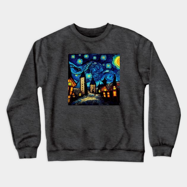 Starry Night Over Hogsmeade Crewneck Sweatshirt by Grassroots Green